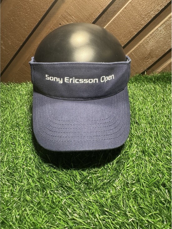 Vintage FILA Sony Ericsson Open Tennis Visor Hat Navy Blue Embroidered Y2K
